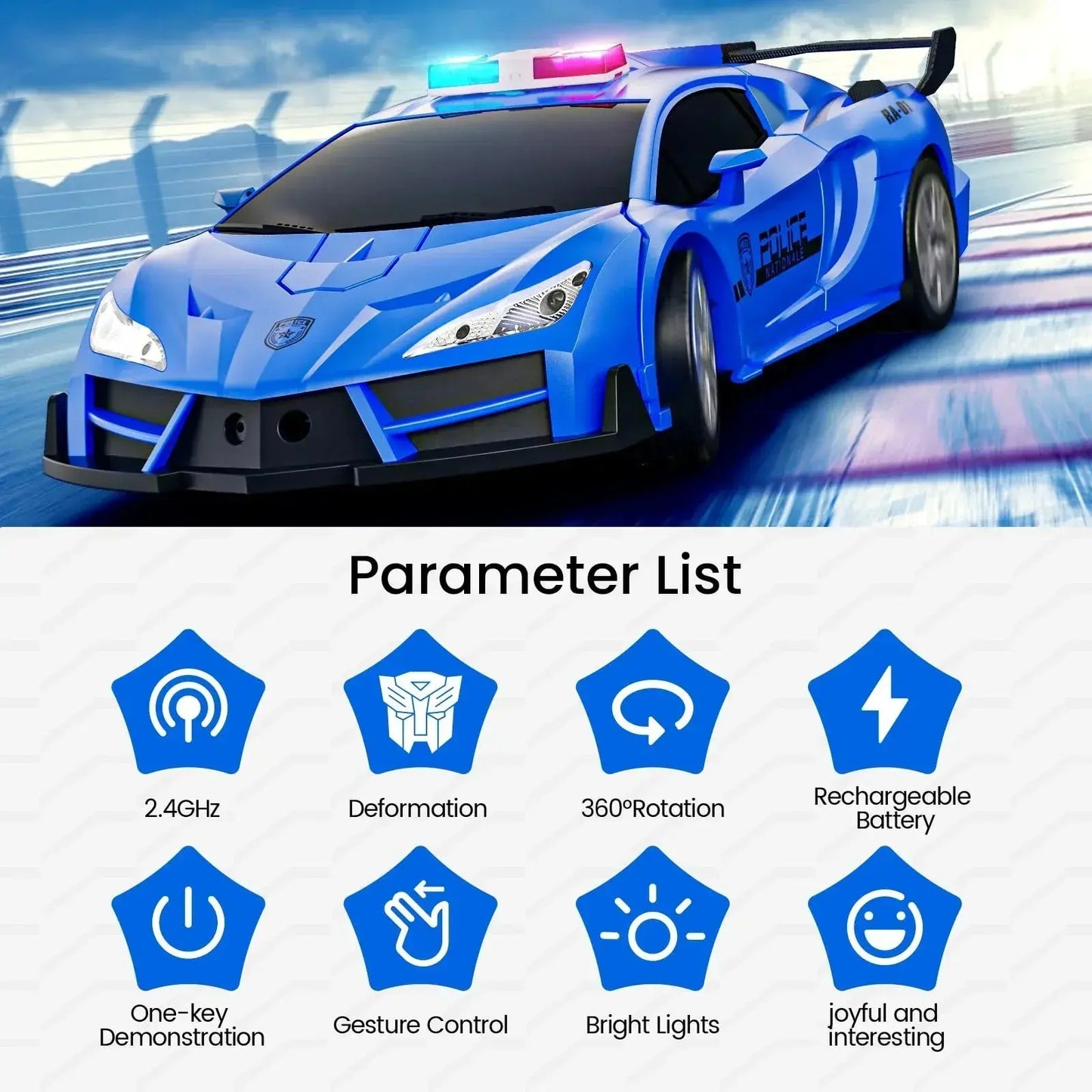 Gesture Sensing Police RC Car Rare Vault Co.
