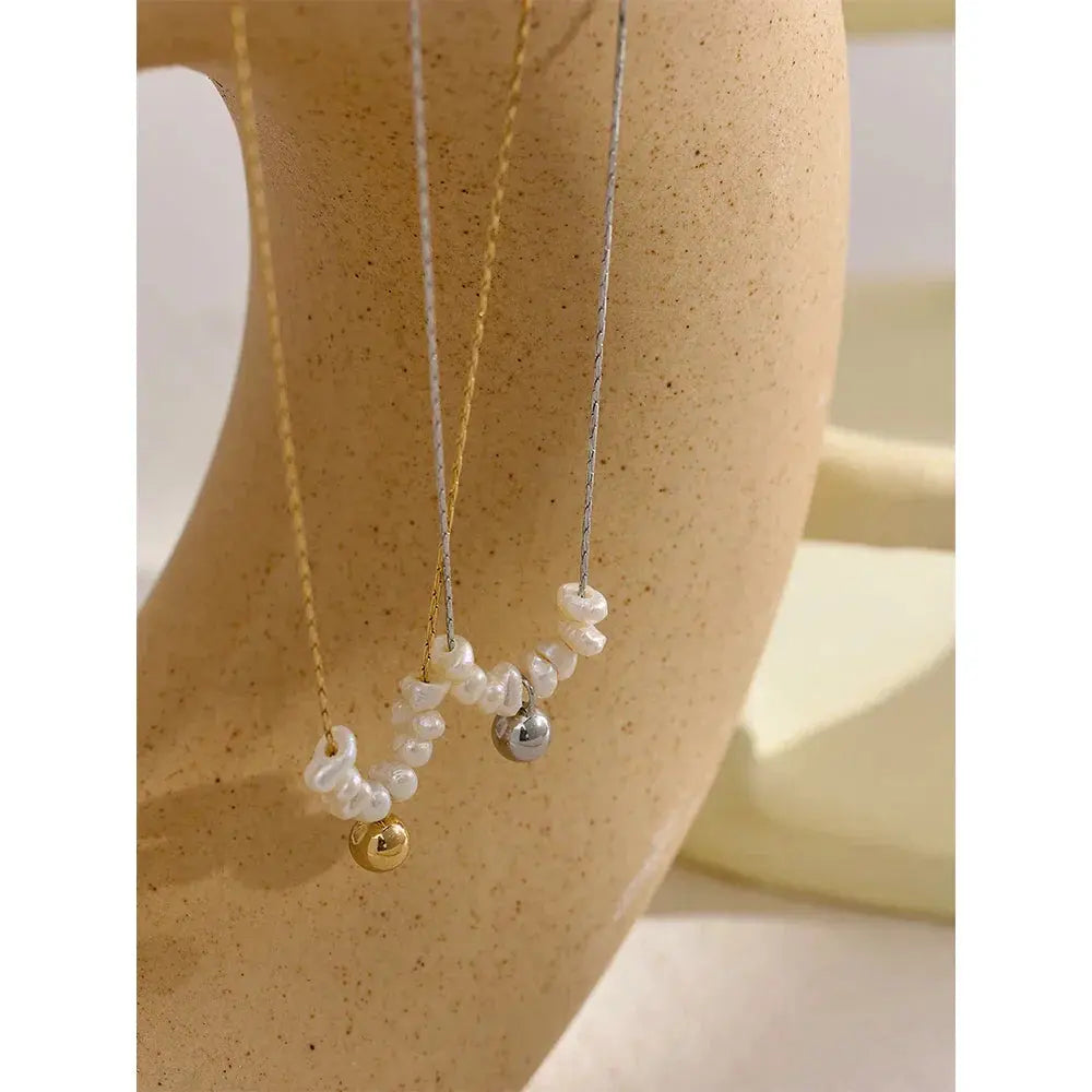 Pearl & Stainless Steel Necklace Rare Vault Co.