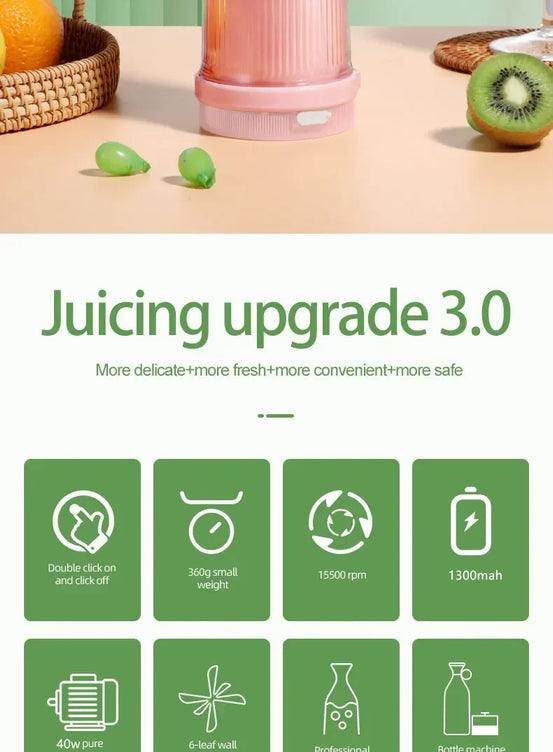 Portable USB Blender – 6-Blade Juicer Cup