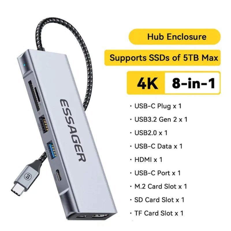 Essager 8-in-1 USB-C Hub with Storage Rare Vault Co.