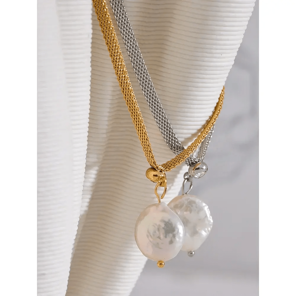 Pearl & Stainless Steel Necklace Rare Vault Co.