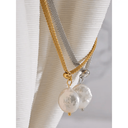 Pearl & Stainless Steel Necklace Rare Vault Co.